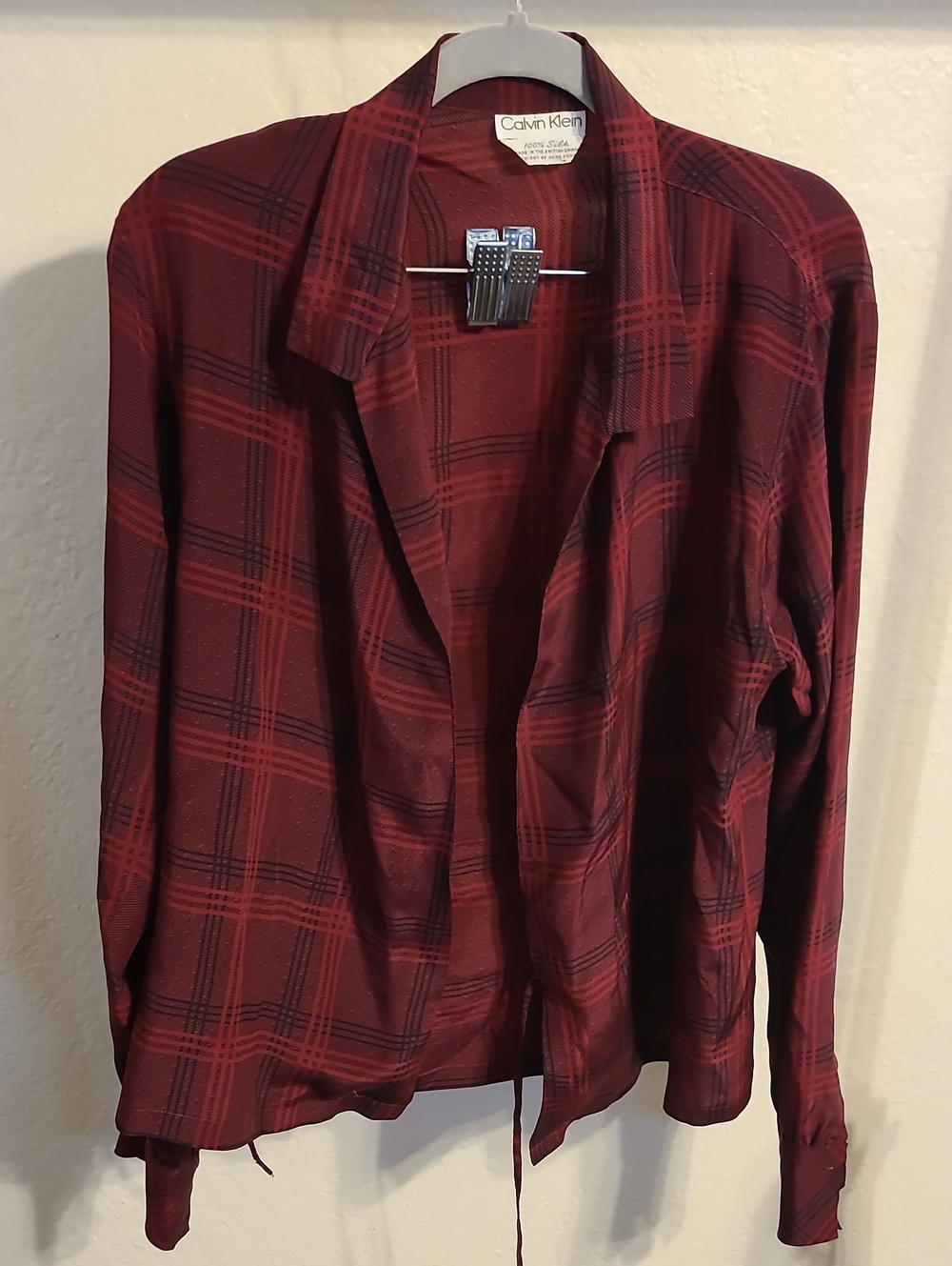 Calvin Klein Silk Wrap Blouse Top